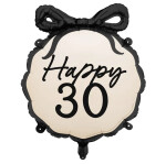 Ballongruß: Happy 30 mit Schleife - Schwarz Weiß - 47 cm