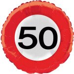 Ballongruß: 50 - Verkehrsschild - 35 cm
