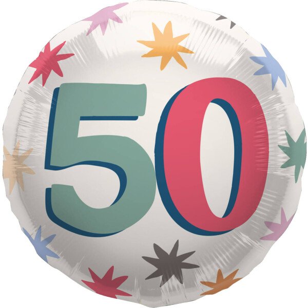 Ballongruß: 50 - Sterne - 35 cm