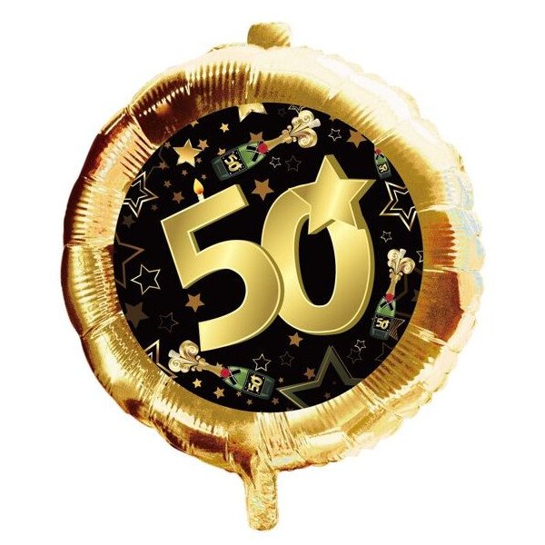 Ballongruß: 50 - Schwarz Gold - Sektflaschen - 35 cm
