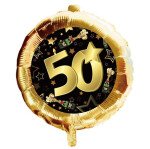 Folienballon 50 - Schwarz Gold - Sektflaschen -  45 cm