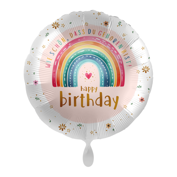Ballongruß: Happy Birthday Regenbogen - Wie schön, dass Du geboren bist - 35 cm
