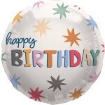 Ballongruß: Happy Birthday Sterne - 35 cm