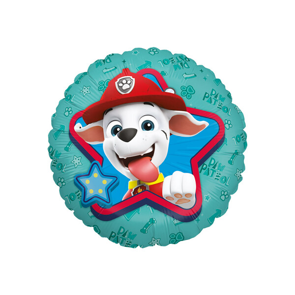 Ballongruß: Paw Patrol Marshall- Türkis Bunt - 35 cm