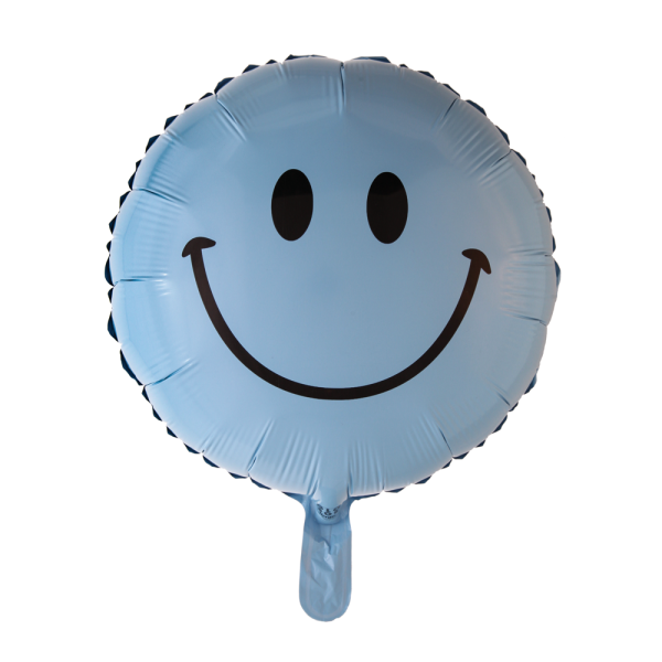 Ballongruß: Happy Face - Hellblau - 35 cm