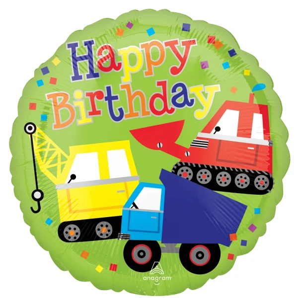 Ballongruß: Happy Birthday Trucks - 35 cm