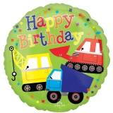 Ballongruß: Happy Birthday Trucks - 35 cm