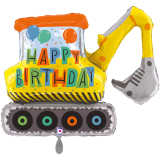Ballongruß XL: Happy Birthday - Bagger - 70 cm