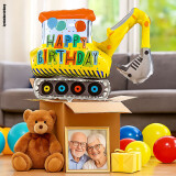 Ballongruß XL: Happy Birthday - Bagger - 70 cm
