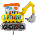 Ballongruß XL: Happy Birthday - Bagger - 70 cm