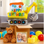 Ballongruß XL: Happy Birthday - Bagger - 70 cm