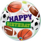 Ballongruß: Bubble Happy Birthday - Sport - 56 cm