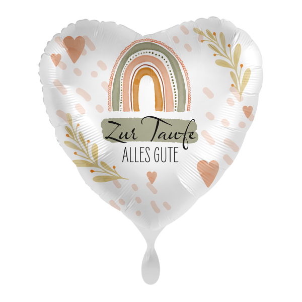 Folienherz Zur Taufe alles Gute - Natural Rainbow - 43 cm