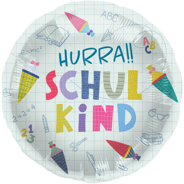 Ballongruß: Hurra!! Schulkind - 35 cm