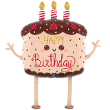 Ballongruß XL: Airwalker Torte Happy Birthday -  60 cm