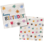 Servietten Happy Birthday - Bunte Sterne - 33 x 33 cm - 16 St.