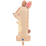 Ballongruß: Riesenzahl 1 Hase - Puppyloon - 90 cm