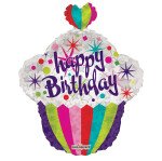 Ballongruß: Happy Birthday - Cupcake mit Herz - 45 cm