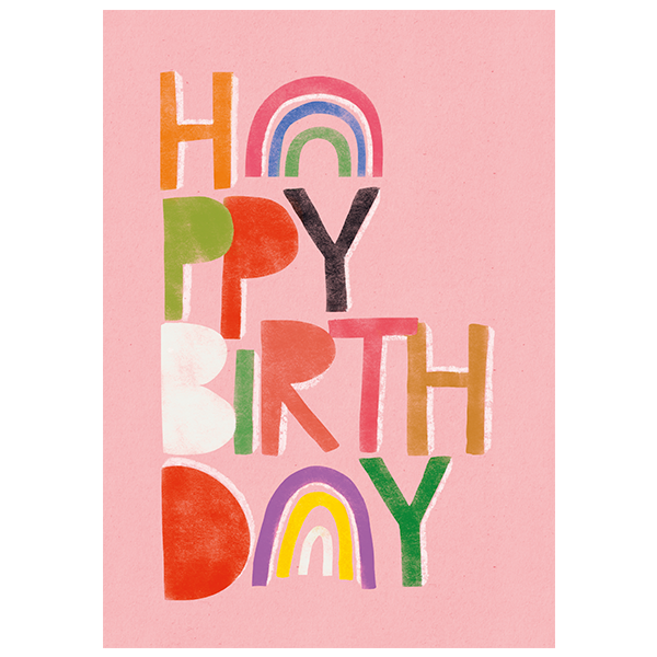 Postkarte Happy Birthday to you - Rainbow