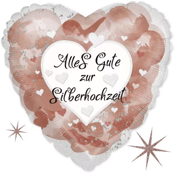 Ballongruß: Herz Alles Gute zur Silberhochzeit - 35 cm