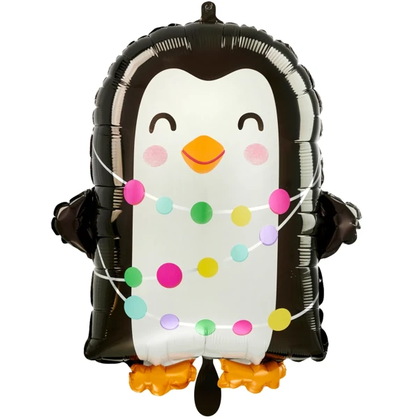 Ballongruß: Pinguin mit Lichterkette - 35 cm