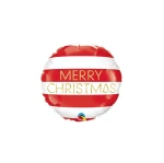 Ballongruß: Merry Christmas - Streifen - 35 cm