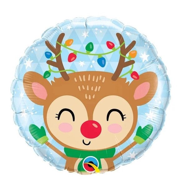 Ballongruß: Rentier - Lichterkette - 35 cm