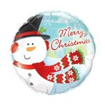 Ballongruß: Merry Christmas - Schneemann - 35 cm
