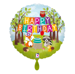Ballongruß: Happy Birthday - Waldtiere - 35 cm