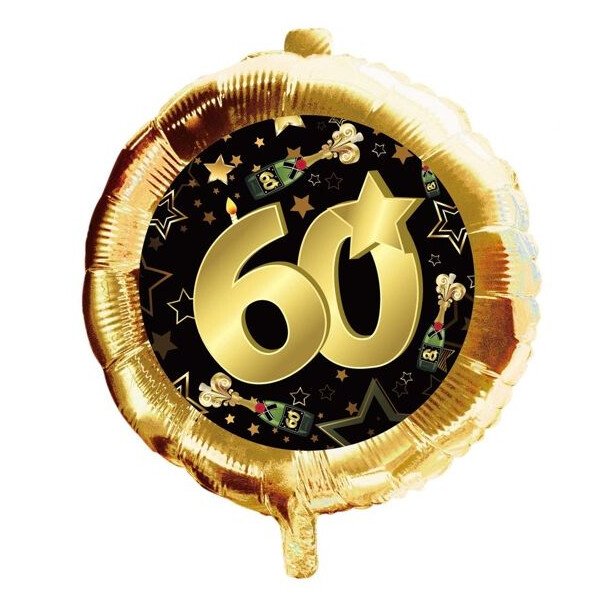 Ballongruß: 60 - Schwarz Gold - Sektflaschen - 35 cm