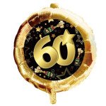 Ballongruß: 60 - Schwarz Gold - Sektflaschen - 35 cm