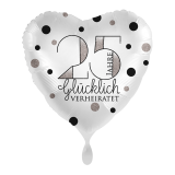 Folienherz 25 Jahre Glücklich verheiratet - 43 cm