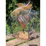 Geschenkgruß: Holzherz auf Ständer - 20 cm - Handarbeit Teak