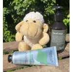 Geschenkgruß: Schäfchen & sehr geile Handcreme & Seifenspender - Rosemary & Ginger Duft