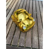 Geschenkgruß: Spardose goldenes Auto - 14 x 9,5 cm