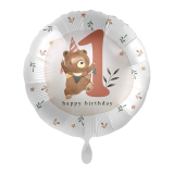 Ballongruß: 1 Happy Birthday Teddy - 35 cm
