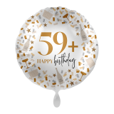 Ballongruß: 59+ Happy Birthday - Weiß Gold -...