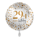 Ballongruß: 29+1 Happy Birthday - Weiß Gold -...