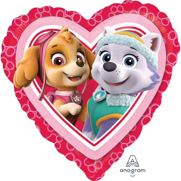 Ballongruß: Herz Paw Patrol Love Girl - 35 cm