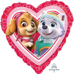 Ballongruß: Herz Paw Patrol Love Girl - 35 cm