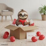 Ballongruß XL: Faultier mit Herz - 90 cm