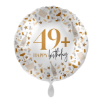 Ballongruß: 49+ Happy Birthday - Weiß Gold - 35 cm