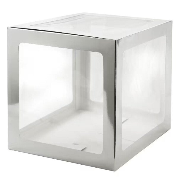 DIY Geschenkbox Ballonbox Silber- 30 x 30 x 30 cm - Papprahmen