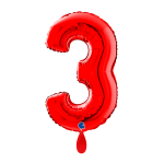 Ballongruß: Riesenzahl 3 - Rot - 75 cm