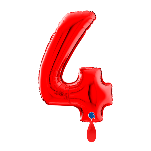 Ballongruß: Riesenzahl 4 - Rot - 75 cm