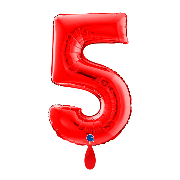 Ballongruß: Riesenzahl 5 - Rot - 75 cm