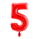 Ballongruß: Riesenzahl 5 - Rot - 75 cm