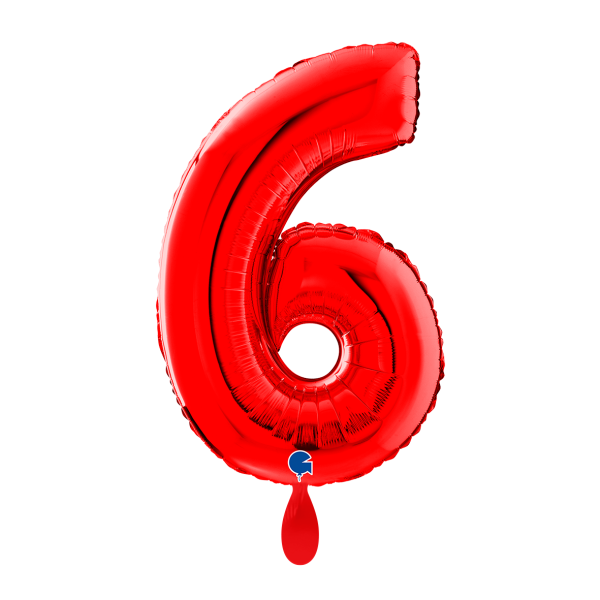 Ballongruß: Riesenzahl 6 - Rot - 75 cm