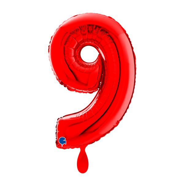 Ballongruß: Riesenzahl 9 - Rot - 75 cm
