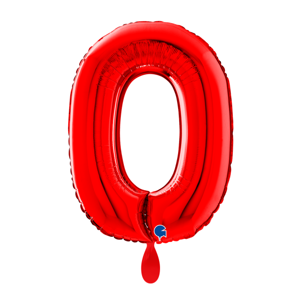 Ballongruß: Riesenzahl 0 - Rot - 75 cm
